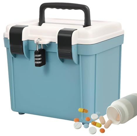 Lockable Storage Containers | Lockable Storage Container Bin | Large Capacity Tool Document Medicine File Collection Locking Portable for Home School Work Traveling Outdoor Car Rv Kitchen