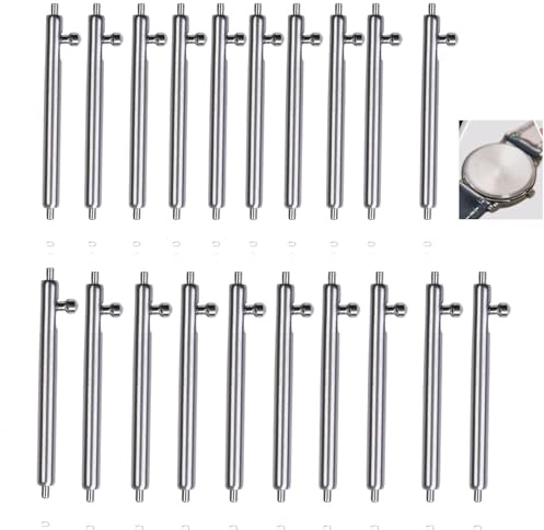 Amazleer 20 Stück 22mm Edelstahl Federstege Quick Release Uhrenarmband Stifte Schnellwechsel Uhrenstifte Uhren Federstegwerkzeug mit Entriegelungsknopf Stifte Federstifte 1,5mm für Armbänder