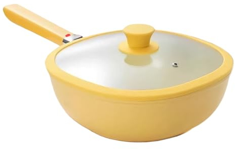 Poêle de cuisson en léger avec couvercle - 1,9 l - Poêle à frire revêtue - Batterie de cuisine durable pour griller, sauter, pâtisserie, appartement, préparation des repas, famille, cuisine
