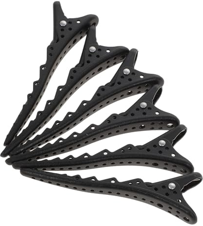 LIFKOME 6 pièces Pinces à Cheveux Bec de Canard Noires Accessoires Coiffure Professionnels Antirouille pour Coupe et Séparation des Cheveux Clips Coiffants Lisses et Durables pour Salon