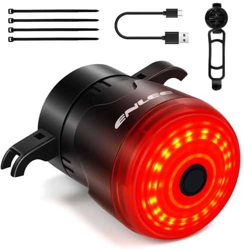 Ainiv Luz Trasera Bicicleta, 6 Modos Iluminación con Sensor de Freno Recargable por USB-C, Resistente al Agua IP66 y Luz Trasera de Advertencia de Seguridad para Conducción Nocturna
