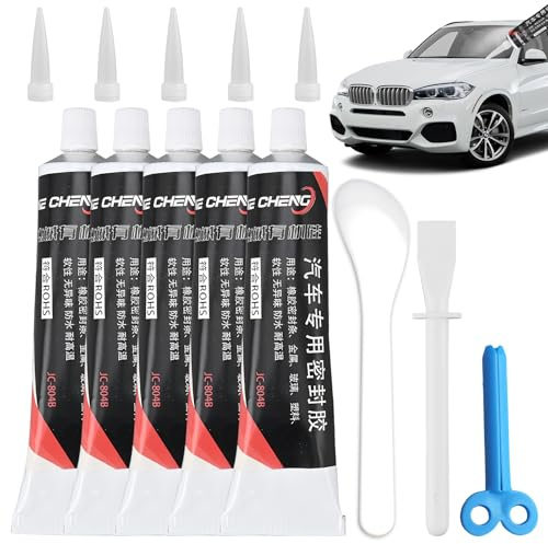 Lot de 5 mastics pour pot d'échappement, colle de carrosserie, avec buses de colle correspondantes, extrudeuse de crampon, étanche, bonne résistance aux intempéries, large champ d'application