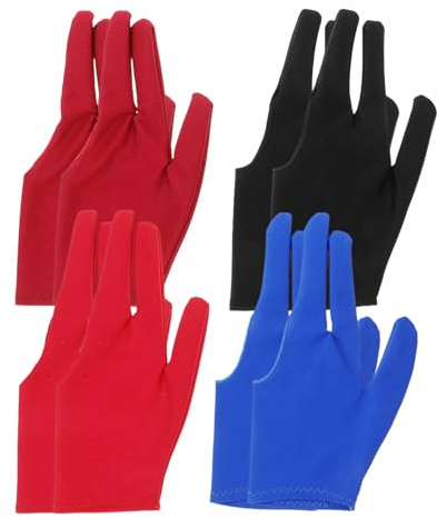 Toddmomy 8 Stück-Pack Snookerhandschuhe mit 3 Fingern Elastisch aus Elastan Atmungsaktiv und Reibungsarm für Billard und Yo Yo Training Handschuhe Band
