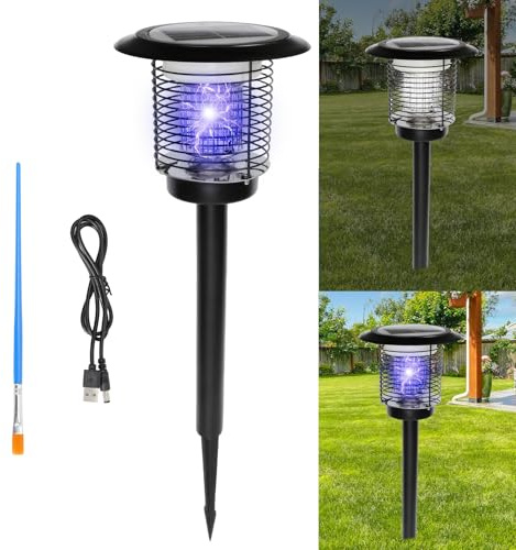 Lampada solare antizanzare 2-in-1 – 3500V ad alta tensione, batteria da 4400mAh, copertura 150㎡ – IPX5 impermeabile e luce UV – Efficace insetticida con illuminazione da giardino – Per terrazza