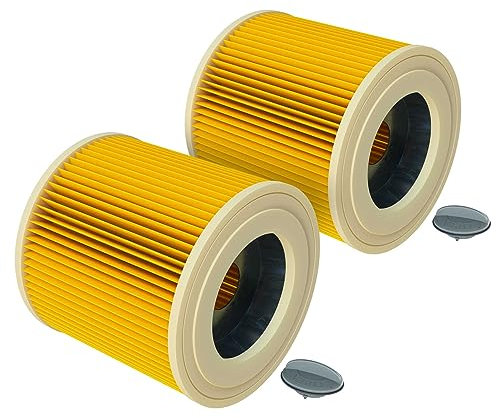 vhbw 2x Faltenfilter kompatibel mit Kärcher A 2254 Me, A 2534 pt, A 2554 Me, A 2604, A 2654 Me, A 2656 X Plus, SE 4001, SE 4002 Staubsauger - Patronenfilter, Gelb
