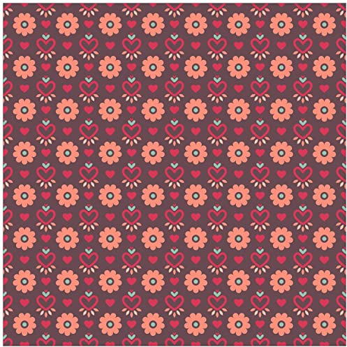 Wallario Wandbild aus Acryl, 50 x 50 cm, freischwebende Optik - Muster mit Blumen und Herzen