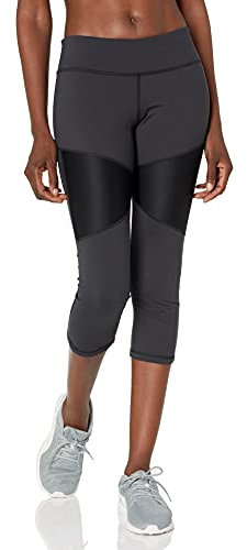 Reebok Damen Lux Ribbed 3/4 Length Legging Caprihose, schwarz, XXS