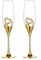 Sziqiqi Una Pareja 2 Piezas De Copas Creativas De Altao Grado Copas Copas De Cristal De Esmalte con Diamente En Forma De Corazón para Loa Amantes, Oro