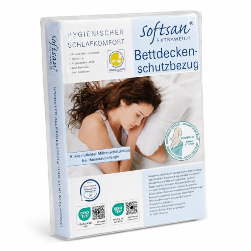Softsan Extraweich Allergiker Deckenbezug 135x200 cm, Anti Milben Encasing zum Milbenschutz für Hausstauballergiker