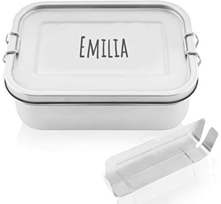 ecoGecko® Premium Brotdose aus Edelstahl | mit individueller Gravur | personalisiert | auslaufsicher & dicht | Die hochwertige Lunchbox für Kinder und Erwachsene | 800ml | mit Trennwand