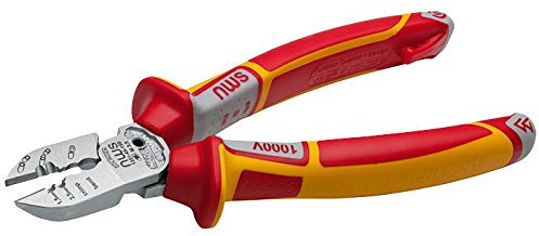 Cortador lateral de electricistas Vde 190 mm 6 en 1, tipo de corte de descarga completa, lado tipo cortador, capacidad de corte máxima de 2 mm, longitud total de 190 mm, cortadores de alambre