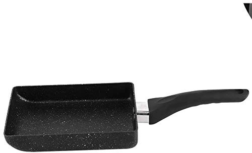 Tamagoyaki Sartén para tortilla japonesa Sartén rectangular antiadherente Mango de plástico Sartén negra para tortillas