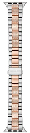 Michael Kors Bracelet en cuir de silicone compatible avec Apple Watch 38 mm, 40 mm, 41 mm, Argent/rose, talla única, Bracelet en acier inoxydable 38 mm/40 mm/41 mm pour Apple Watch
