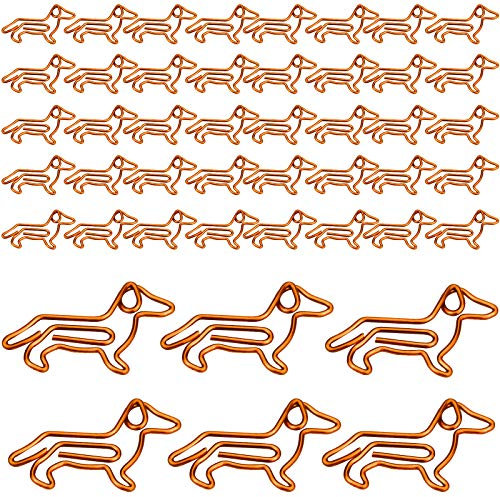 Winfred 40 Stück Büroklammern Hünd Deko Büroklammern Set Papierklammern Metall Heftklammern (Orange)