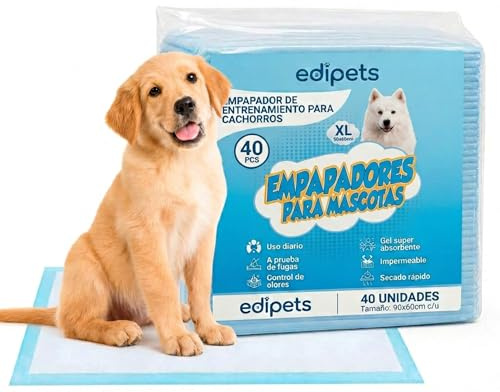 Edipets, Tappetini Igienici per Cani 60x90, Assorbenti, Tappetini Monouso per l'Addestramento dei Cuccioli (40 unità)