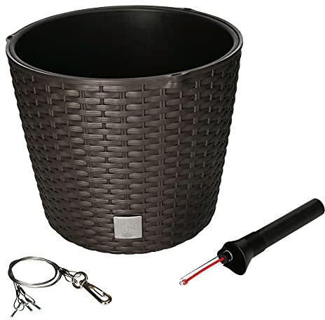KOTARBAU® Hängender Blumentopf Rattendesign Innentopf und Bewässerungssystem Braun
