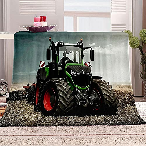 LHUTY Kuscheldecke Flanell Mikrofaser Traktor 180x200 cm 3D-gedruckte Flanelldecke, leichte weiche Plüschdecke Sofaüberwurf Büro Nickerchen Decke für Erwachsene und Kinder Geschenk