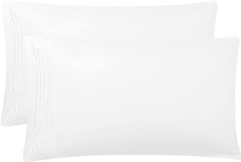 PiccoCasa Lot de 2 taies d'oreiller brodées en Microfibre brossée Douce pour Enfants pour Dormir et Voyager Blanc 35 x 50 cm