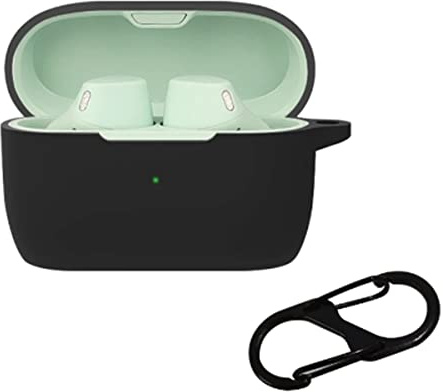 BoLuo Schutzhülle für Jabra Elite 4 Active, Silikonhülle, Transport mit Karabiner, ultradünn, tragbar, stoßfest, für Jabra Elite 4 Active TWS Wireless Bluetooth Earphone (schwarz)