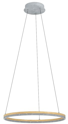 EGLO LED Pendelleuchte Cadinaro, dimmbare Hängelampe für Wohnzimmer und Esstisch, hängende Esszimmerlampe mit Ring aus Holz und Metall in Beton-Optik, warmweiß, ∅ 60 cm