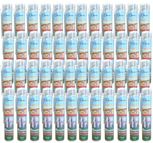 DSTOCK60 - Lot de 48 mousses expansives Manuelles - 750ml - Mousse polyuréthane professionnelle manuelle - Isole, colle et rebouche - Extérieur et intérieur