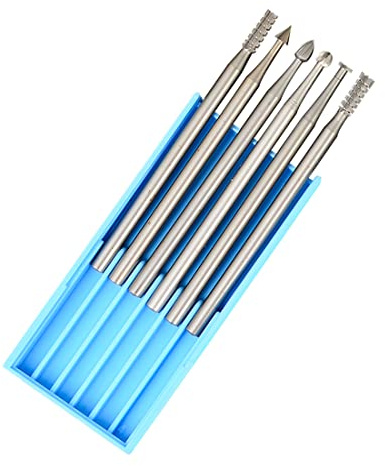 6-teiliges Gravurklingen-Set, große Wolframstahl-Rollschneider-Frässtifte für Heimwerker, Holzbearbeitung und Schnitzen – 2,35 mm Schaft