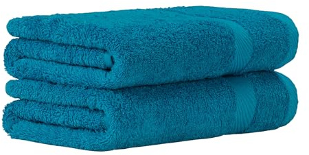 Luckytowel Saunahandtuch Set 80x200cm – Oeko-TEX Saunatuch aus 100% Baumwolle mit 600 g/m² – Saunatücher groß mit Aufhängeschlaufe – flauschig & saugstark – Sauna Handtuch Set – 2er Pack Türkis