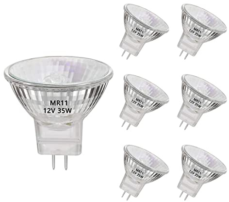 AHEVO MR11 Halogen Light Bulbs, 35W 12V MR11 GU4 Halogen Spotlight Bulbs, GU4 Bi-Pin Base,Warm White 2700K,35mm Diameter, 6 Packs