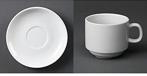 Olympia Whiteware Tea Saucer (fits CB467) (Box 12) Whiteware Teacup Stackable - 200ml 6.76fl oz (Box 12)