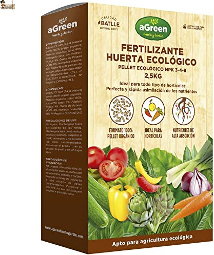 BricoLoco.com Abono huerto ecológico en pellet 100% orgánico. Fertilizante NPK 3-4-8 con nutrientes de alta absorción especial para plantas hortícolas, como tomates, pepinos, pimientos, etc. (1)