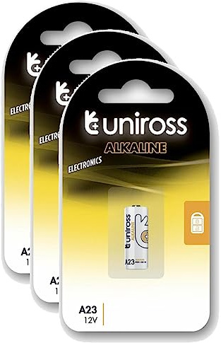 Uniross Pack de 3 Piles Alcaline A23, GP23A, V23GA, LRV08, 8LR932, 8LR23, MN21, 12V