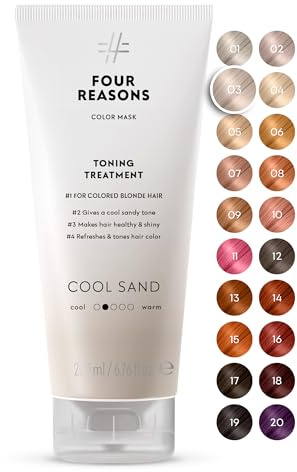 FOUR REASONS Color Mask, Cool Sand Blonde (27 Colors) – Hair Gloss & Color Depositing Conditioner – Semi Permanent Hair Toner for Color-Treated Hair Color For Women – Vegan & Cruelty-Free – 6.76 fl oz