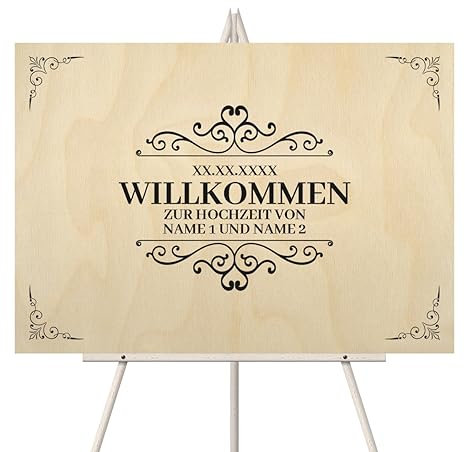 Personalisiertes Willkommensschild zur Hochzeit Birkensperrholz (Größe wählbar) - Liebegeschichte