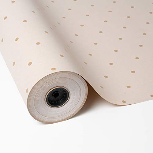 PAKOT – Papel de Regalo Kraft con Lunares Marrones 70 cm x 50 m – Rollo para Envolver Regalos, Embalajes, Manualidades y Ramos de Flores