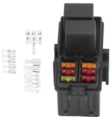 12V DC Sicherungs Relaiskasten Kfz Sicherungskasten Ersatz mit 2 Stück 30 A 5-poliger Relais und 6 Stück 5A 10A 20A Sicherungen für Auto Boot