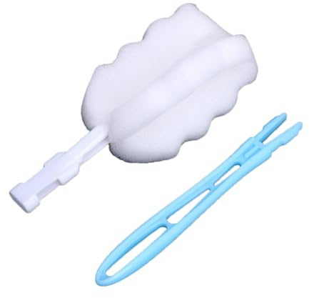 Cepillo de Esponja para Botellas, Limpiador de Botellas de Esponja, Cepillo para Platos de Esponja con Mango, Cepillo para Botellas con Cabezal Giratorio de 360° para Vasos, ollas, Copas de café