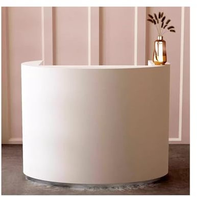 HLZLPYFC Empfangstheke Halbrunder Empfangstresen mit Theke, moderner Bürotresen, für Einzelhandelskasse, Lobby, Laden, Salon(Color:Silver,Size:23.6x19.6x39.3in)