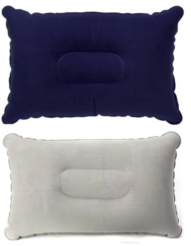 NHPY 2 Stück Aufblasbares Kissen, 33 * 22Cm Camping Reisekissen, Luftkissen, Sitzkissen Aufblasbar Für Auto Für Camping Und Reisen(Grau/Blau)