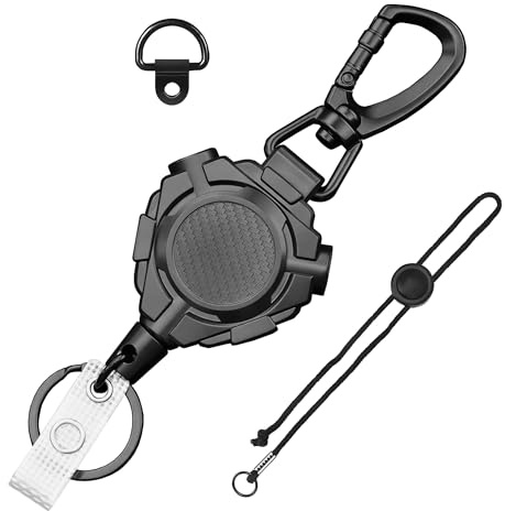 Ezcora CB Mikrofonhalter, einziehbarer Mikrofonhalter, strapazierfähig, CB-Radio, einziehbarer Aufhänger, 81,3 cm Edelstahlkabel, 30,5 cm Nylon-Befestigungsband, D-Ring-Halterung im Lieferumfang