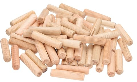 PATIKIL 1/2 Holzdübel, 144 Stück M12x50mm Holzdübel Hartholzstifte mit Nut | einfaches Einsetzen für Handwerk Möbel Tür Kunst