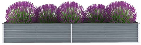 Xichuzi Garten-Hochbeet Verzinkter Stahl 320x80x45 cm Grau, Palettenrahmen, Hochteich, Gemüsebeet, Kräuterregal Balkon, Blumenbeet, Kräuterspirale, Tomatenbeet, Pflanzhochbeet - 44846
