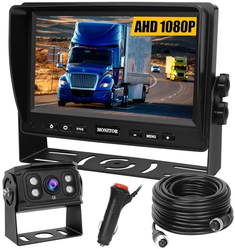 LKW Rückfahrkamera RV Rückfahrkamera mit 1080P HD Display Kit 7 Zoll Rückfahrkamera für Anhänger, Bus/Traktor/Fahrzeug mit 170