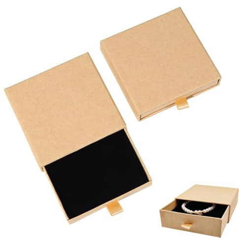 SGERUFZ 2 Pièces Boite Cadeau Bijoux Bracelet Cadeau Boîte Ecrin Bijoux Petite Boite Carton Carré Collier Boucles d'Oreilles Bracelet Cadeau Boîte kraft Papier Boîte Cadeau Vide de Rangement