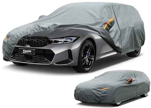 kayme Kombi Robustes Autoabdeckung Wasserdicht Atmungsaktiv, Vollgarage Autoplane für Regen Sonne Staub, Abdeckplane für A4 Avant, Volvo V60, 3er Touring, Passat Estate, usw. (450 bis 485 cm)