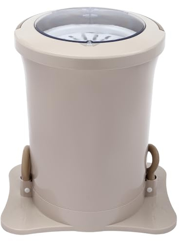 Manual Dehydrator, 12L/3.17 Gal Portable Manual Clothes Dehydrator Modern Household Lightweight Manual Draw Cord Spin Dryer With Wide Pedal for Camping, Apartments and Dorms (Apricot)