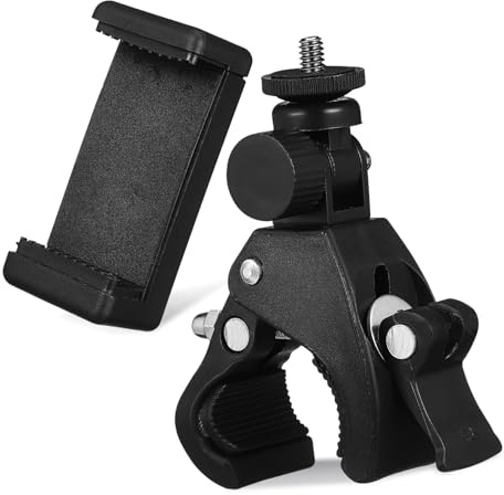 CONGARTENO Adjustable Microphone Stand with Secure Clamp and Rotatable Head Abs Material Mic Stand Clip Phone Holder for Music Performance and Attaching to Bike
