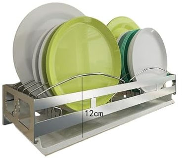 TentHome - Soporte de plato con bandeja de goteo para pared, escurridor, vajilla de acero inoxidable, bandeja para platos colgantes