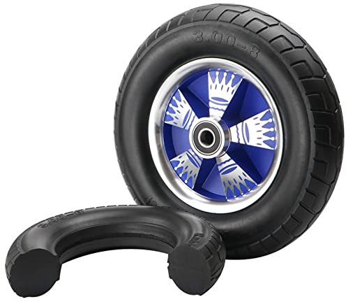 Roues de Rechange pour brouette Pneus 3.50-4 (10)/(14) Pneus en Caoutchouc Plein 0,79 Double roulement à Billes - Roues en Alliage Rouge/Bleu 661 LB - Pneus Anti-crevaison