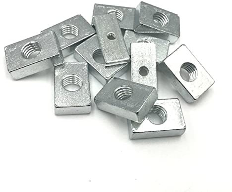 Contre-écrous, écrous métriques, écrous en acier Écrou en acier au carbone 50 pièces Écrou carré M4 Écrous rectangulaires Accessoire de profil en aluminium Bloc coulissant Écrou fraisé fin en acier au
