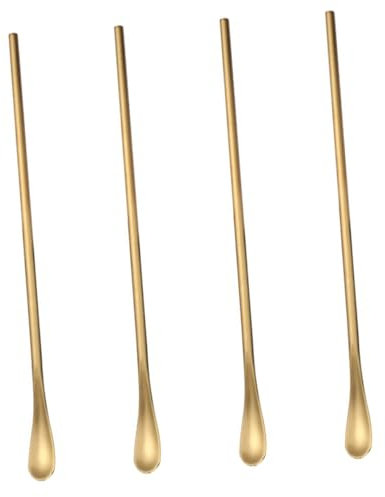 PartyKindom 4pcs Stainless Steel Ice Scoop Long Bar Spoon Honey Mixing Spoon for Coffee and Drinks
